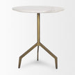 Mercana Serre Marble Top 3 Prong Metal Base End Table