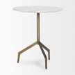 Mercana Serre Marble Top 3 Prong Metal Base End Table