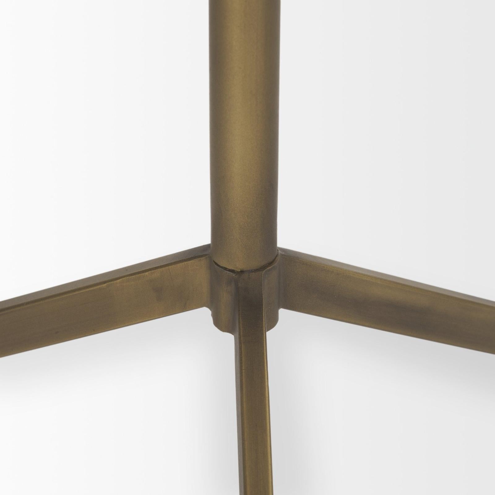 Mercana Serre Marble Top 3 Prong Metal Base End Table