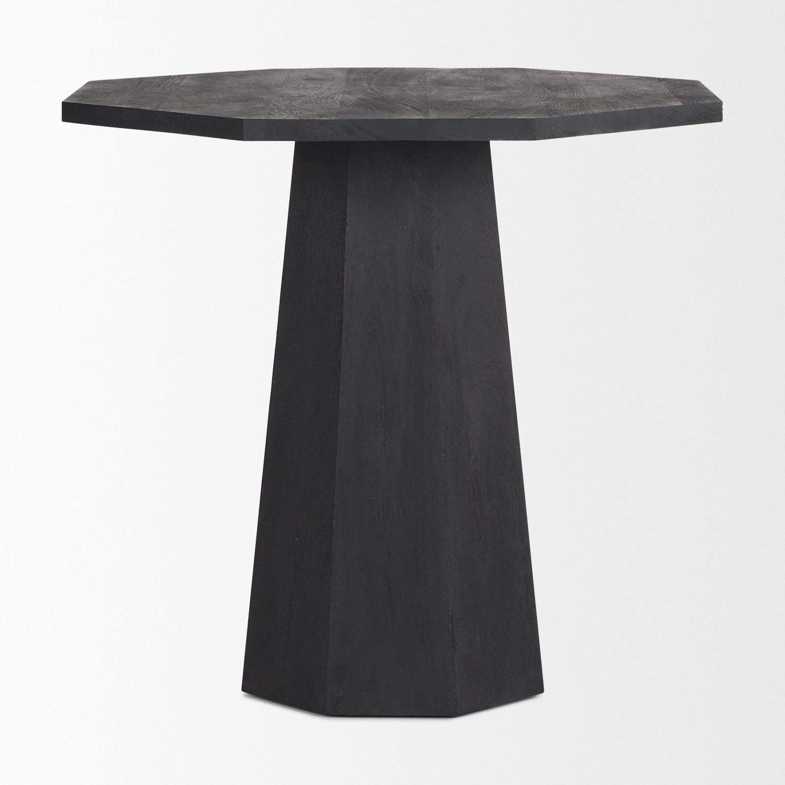 Mercana Maxine Hexagonal Black Wood Foyer Table