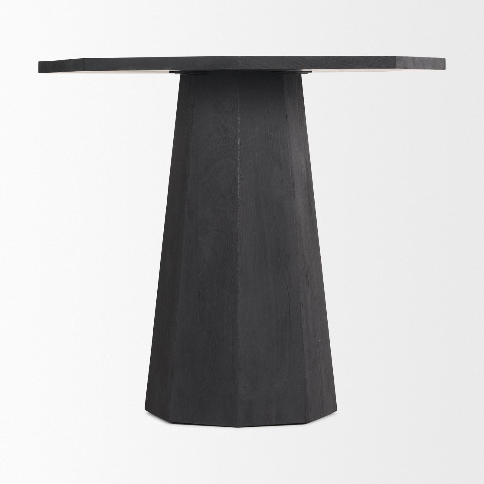 Mercana Maxine Hexagonal Black Wood Foyer Table