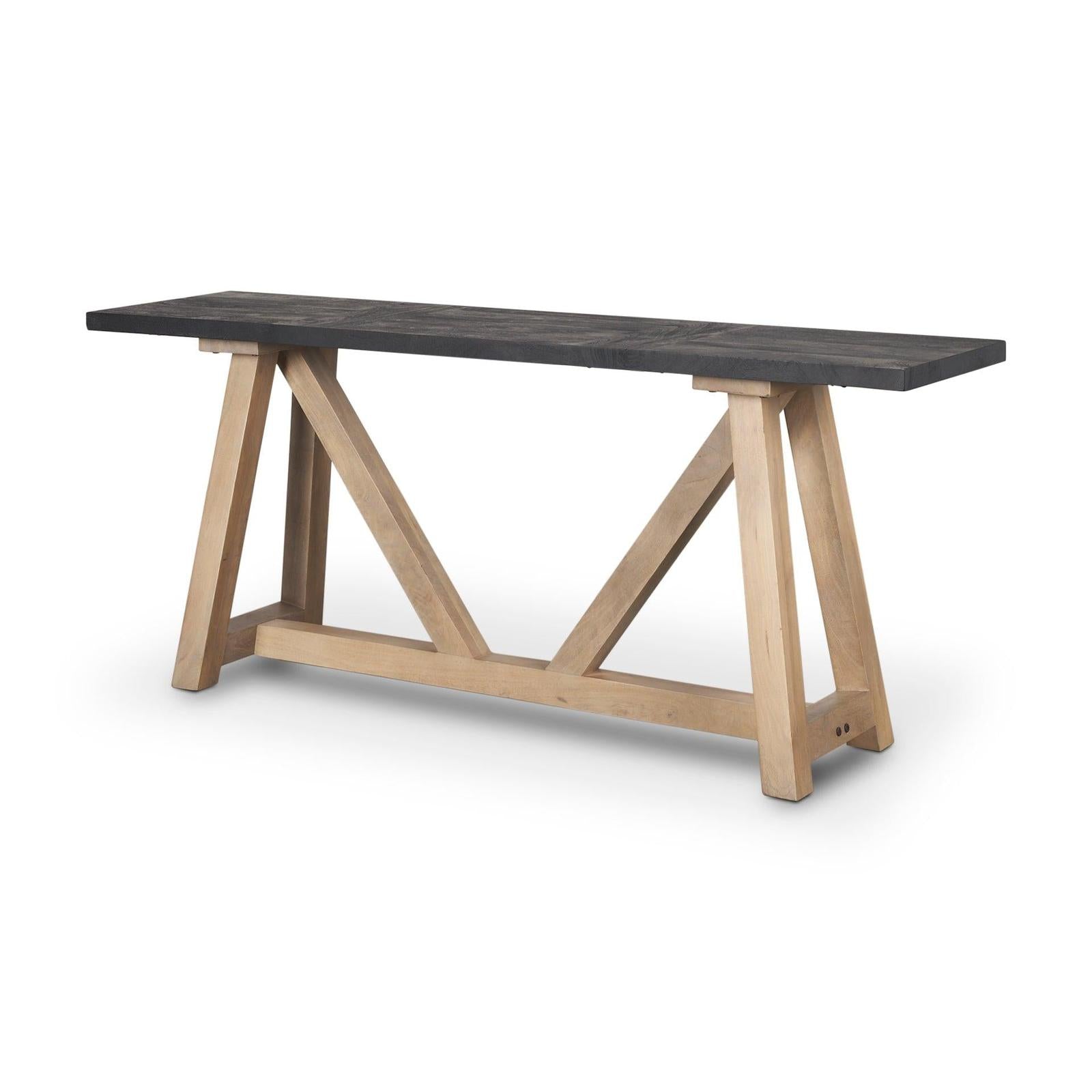 Mercana Rialto Two-Toned Black and Brown Wood Angular Leg Console Table