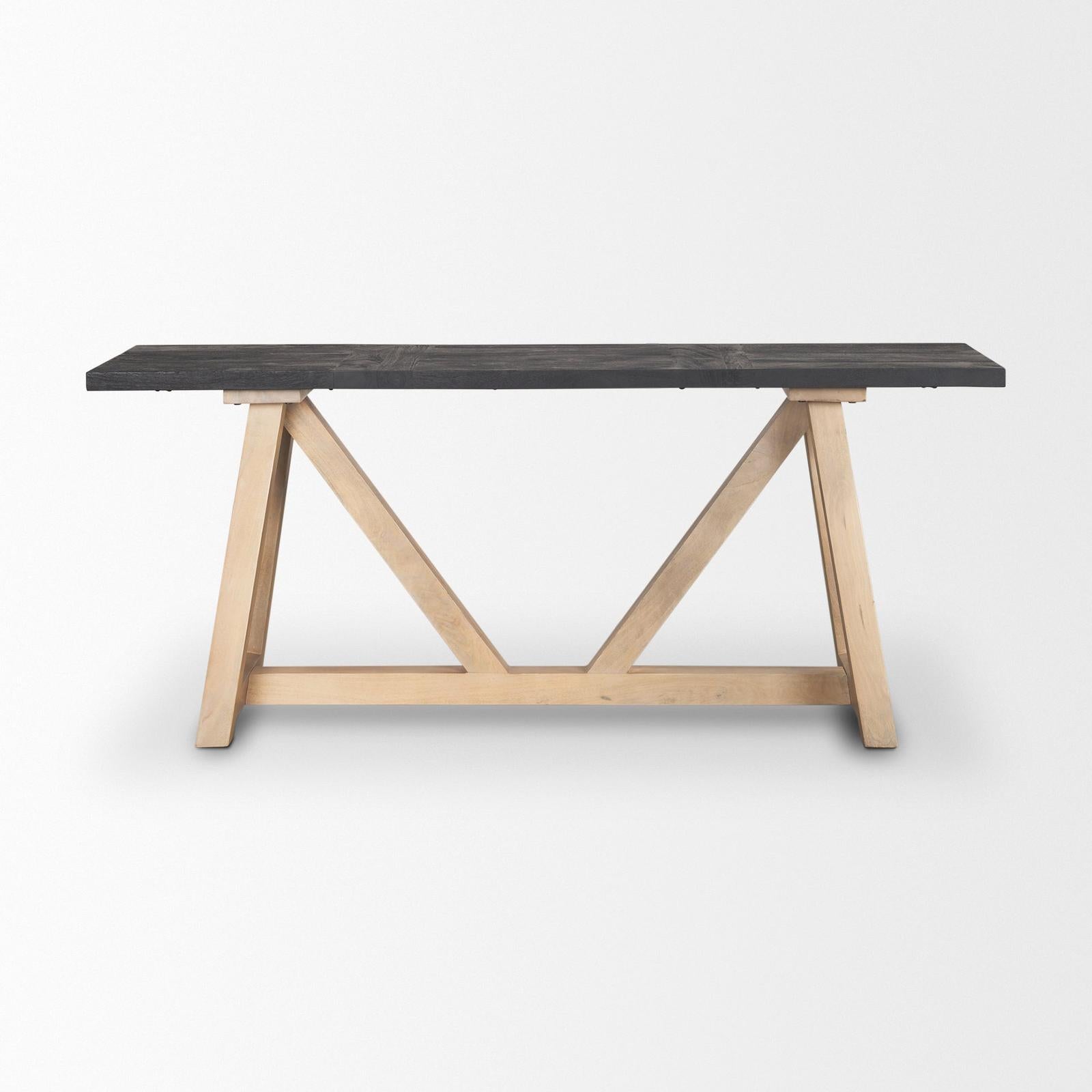 Mercana Rialto Two-Toned Black and Brown Wood Angular Leg Console Table