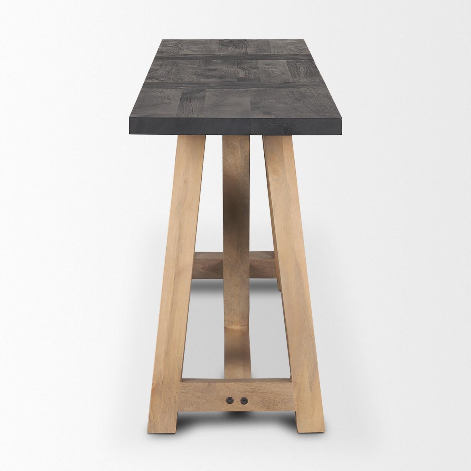 Mercana Rialto Two-Toned Black and Brown Wood Angular Leg Console Table