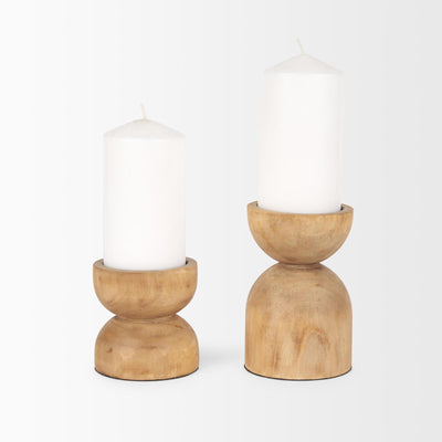 Mercana Aleena Wooden Candle Holder - Set of 2