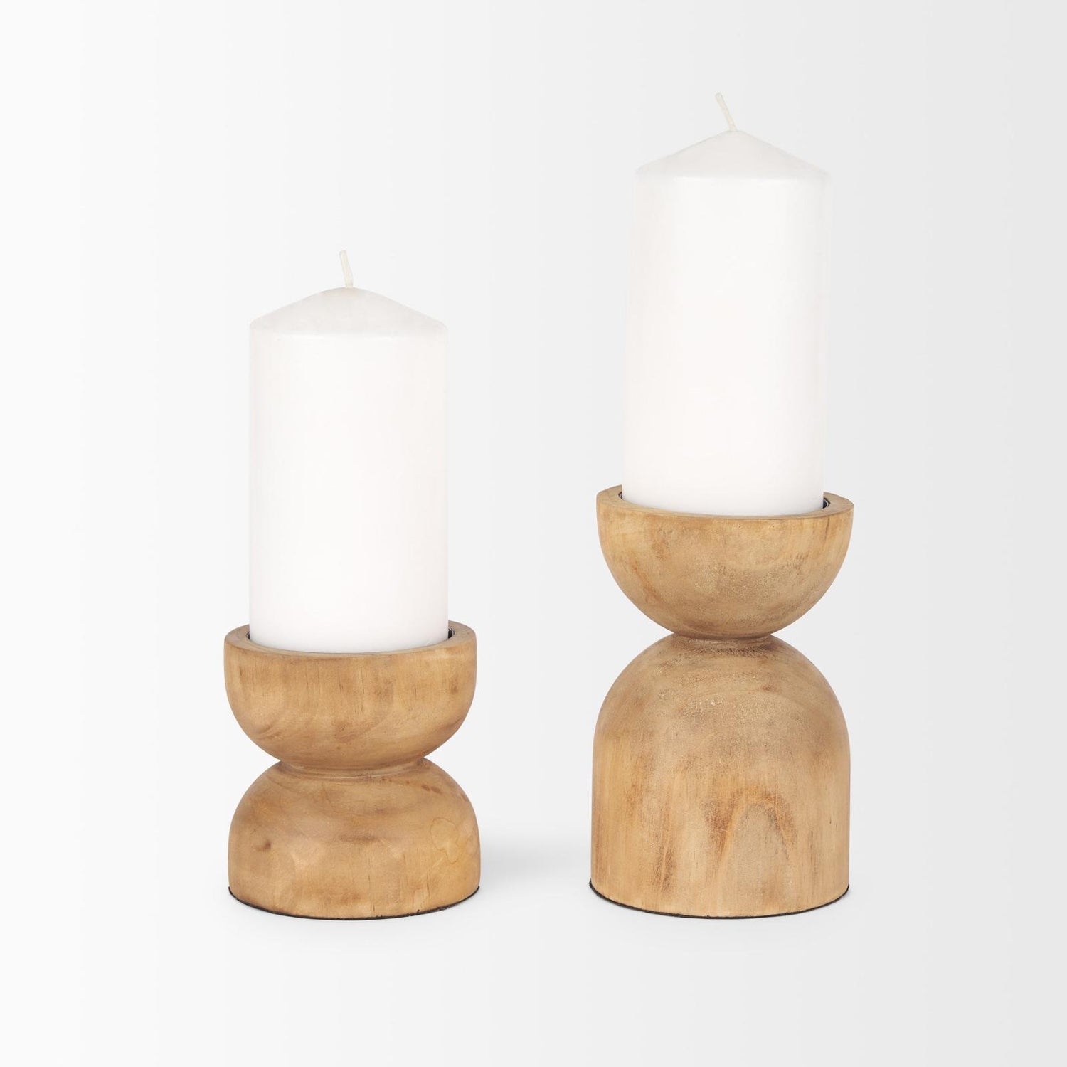 Mercana Aleena Wooden Candle Holder - Set of 2