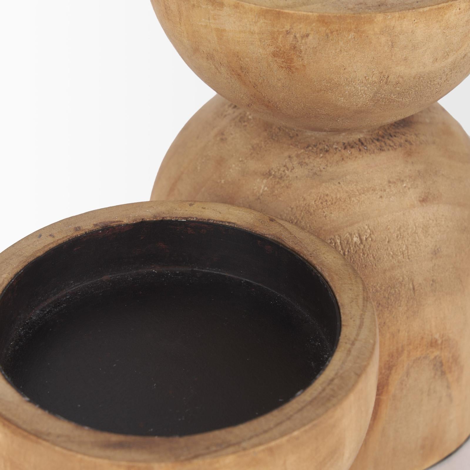 Mercana Aleena Wooden Candle Holder - Set of 2