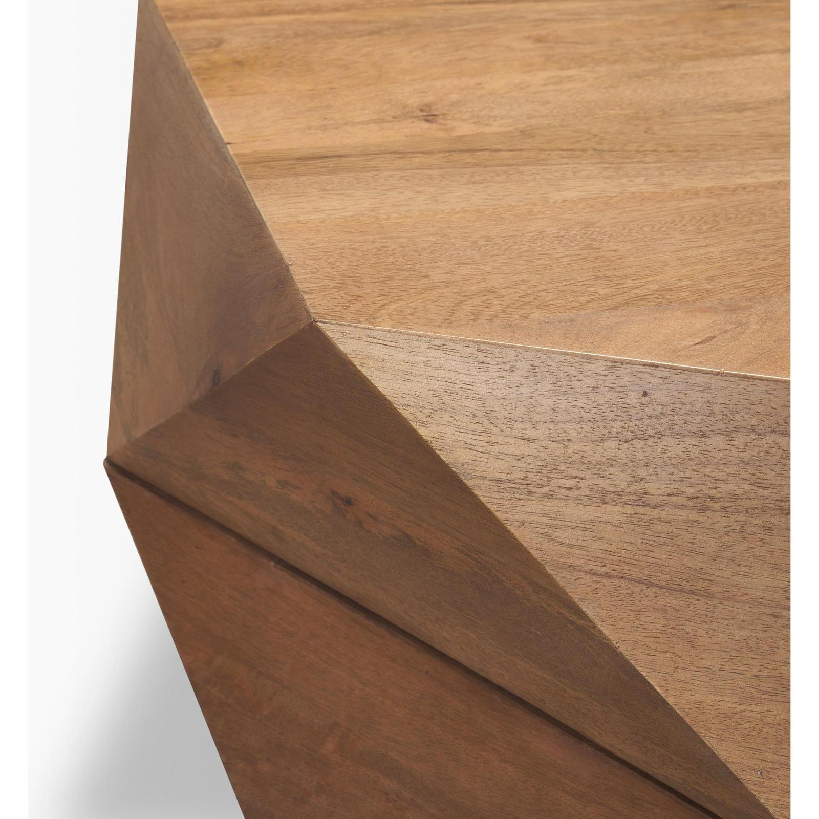 Mercana Arreto Hexagonal Hinged Solid Wood Top and Base Coffee Table
