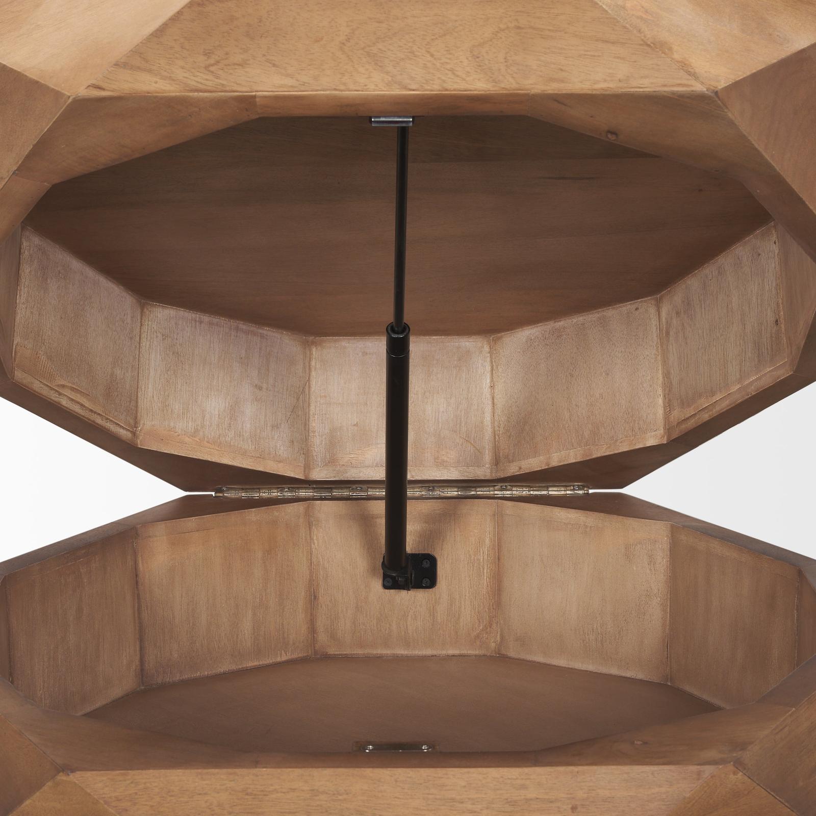 Mercana Arreto Hexagonal Hinged Solid Wood Top and Base Coffee Table
