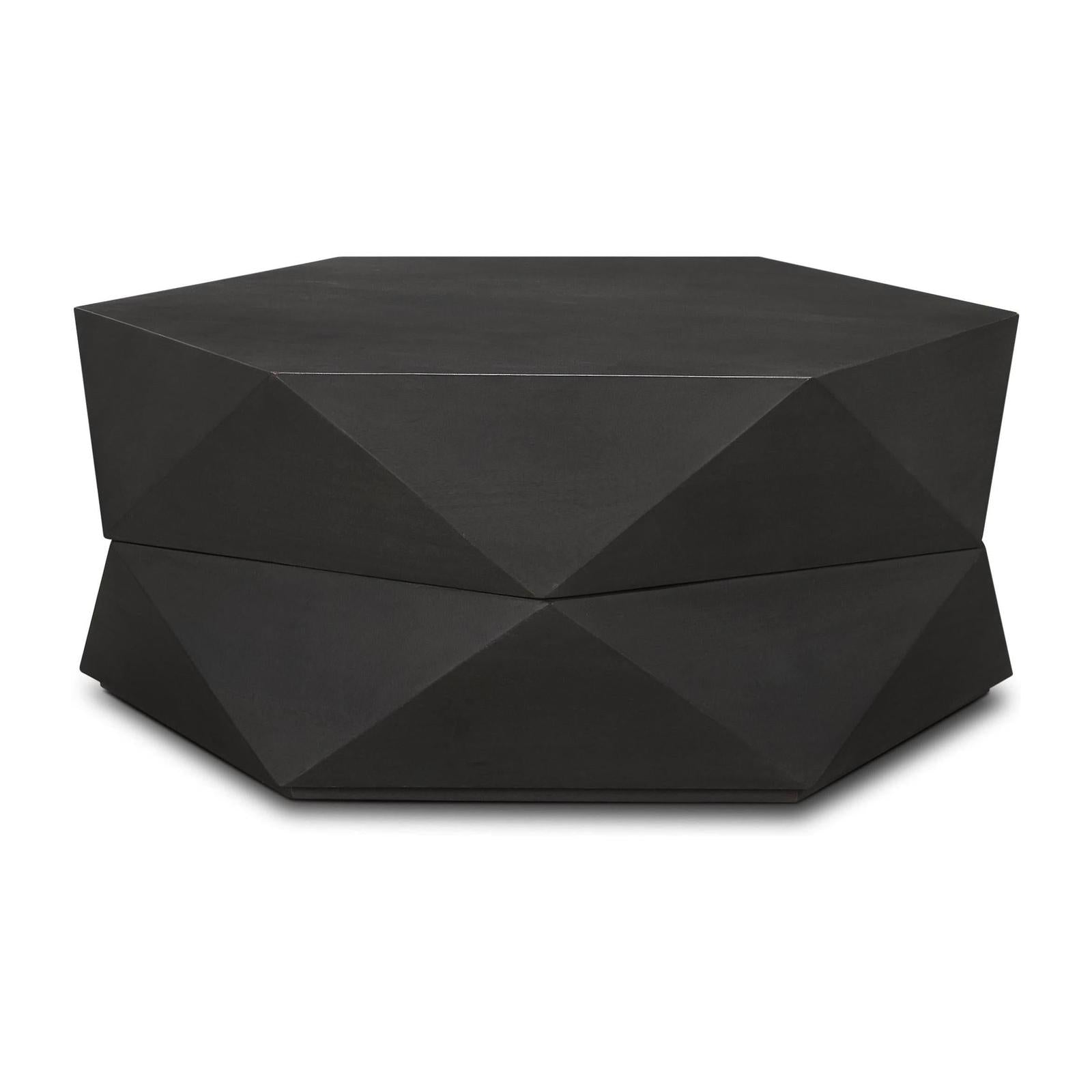 Mercana Arreto Hexagonal Hinged Solid Wood Top and Base Coffee Table