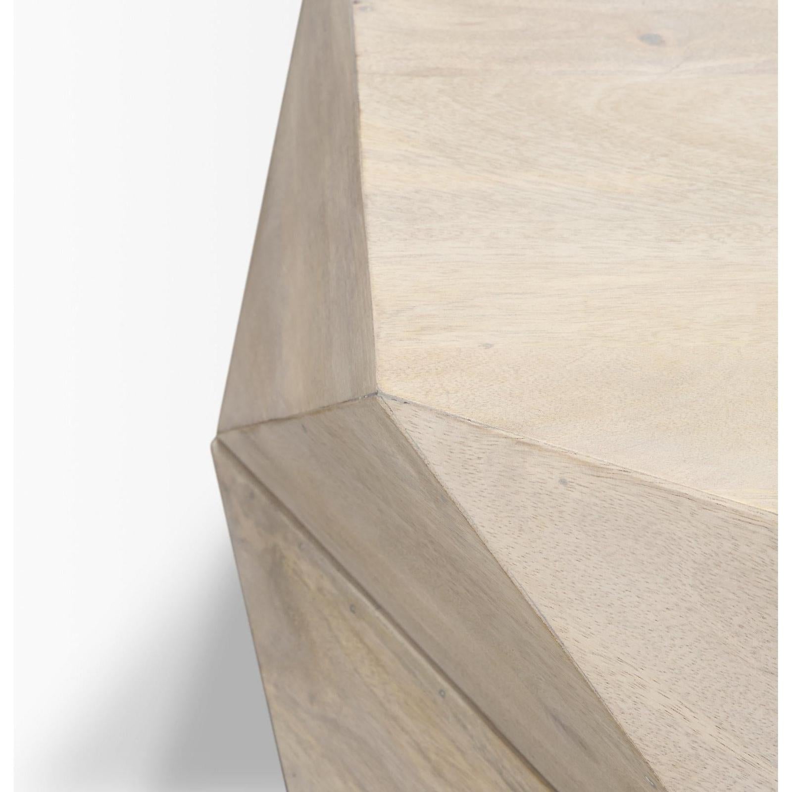 Mercana Arreto Hexagonal Hinged Solid Wood Top and Base Coffee Table