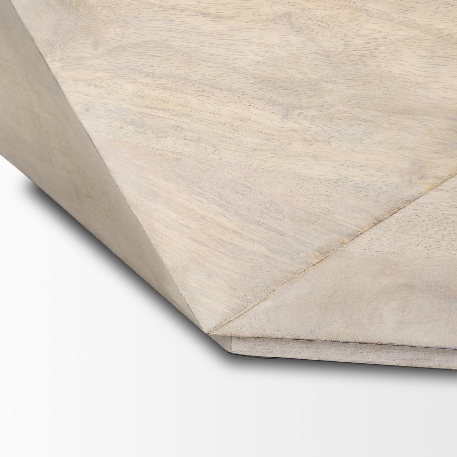 Mercana Arreto Hexagonal Hinged Solid Wood Top and Base Coffee Table