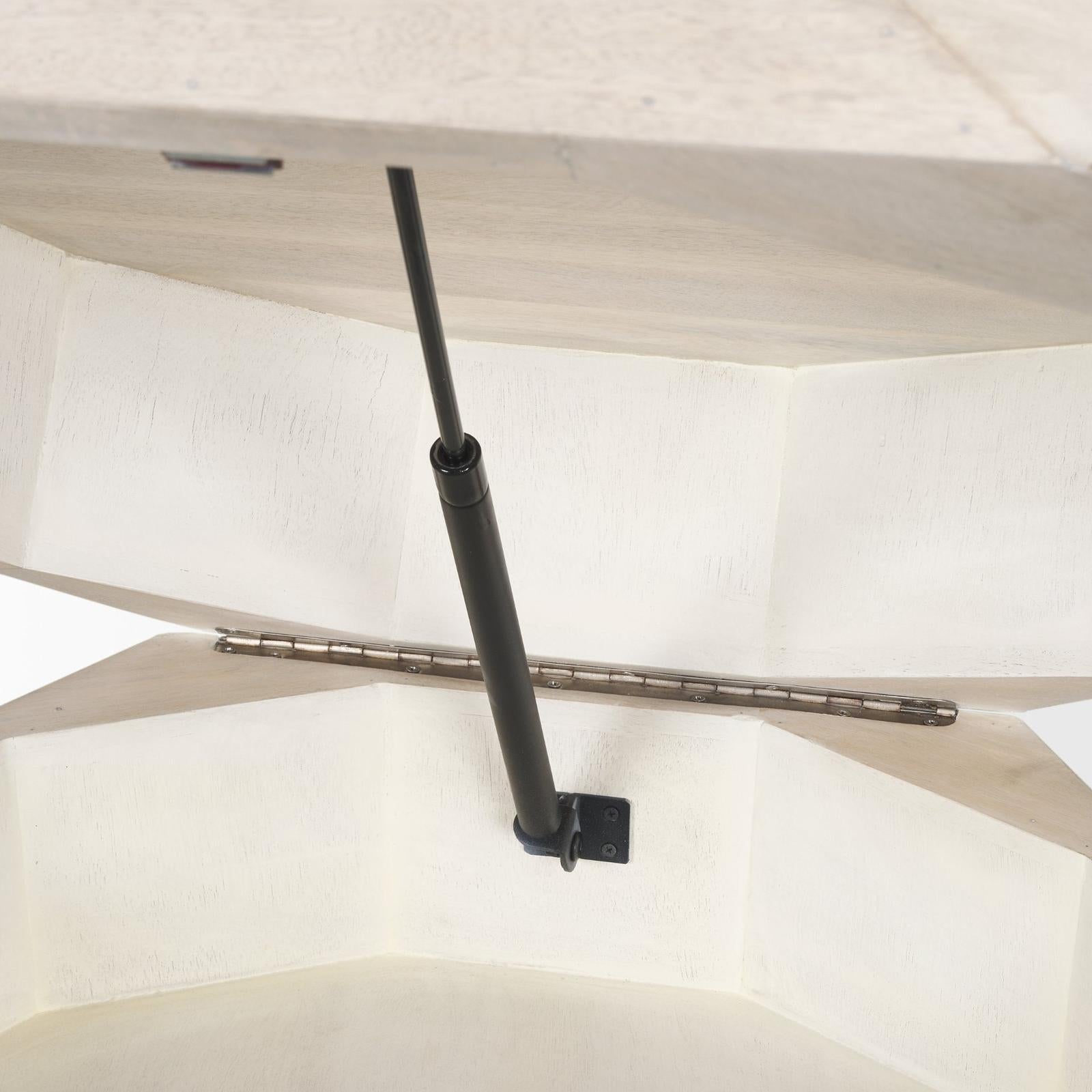 Mercana Arreto Hexagonal Hinged Solid Wood Top and Base Coffee Table