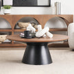Mercana Mitchell Black Metal Pedestal Base with Brown Wood Top Coffee Table