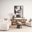 Mercana Mitchell Black Metal Pedestal Base with Brown Wood Top Coffee Table