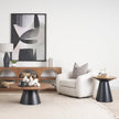 Mercana Mitchell Black Metal Pedetal Base with Brown Wood Top Side Table