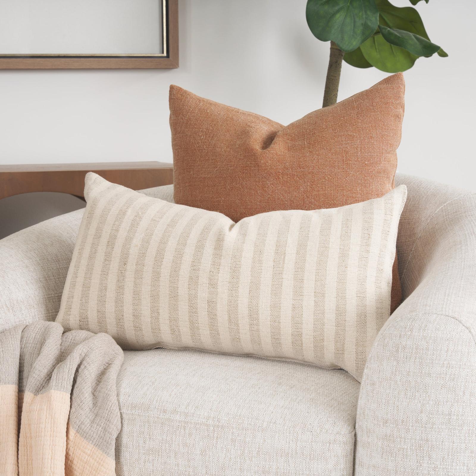 Mercana Jace Cream w/ Beige Stripe Decorative Pillow Cover Clearance