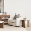 Mercana Rumer Dark Brown Wood w/ White Marble Side Table