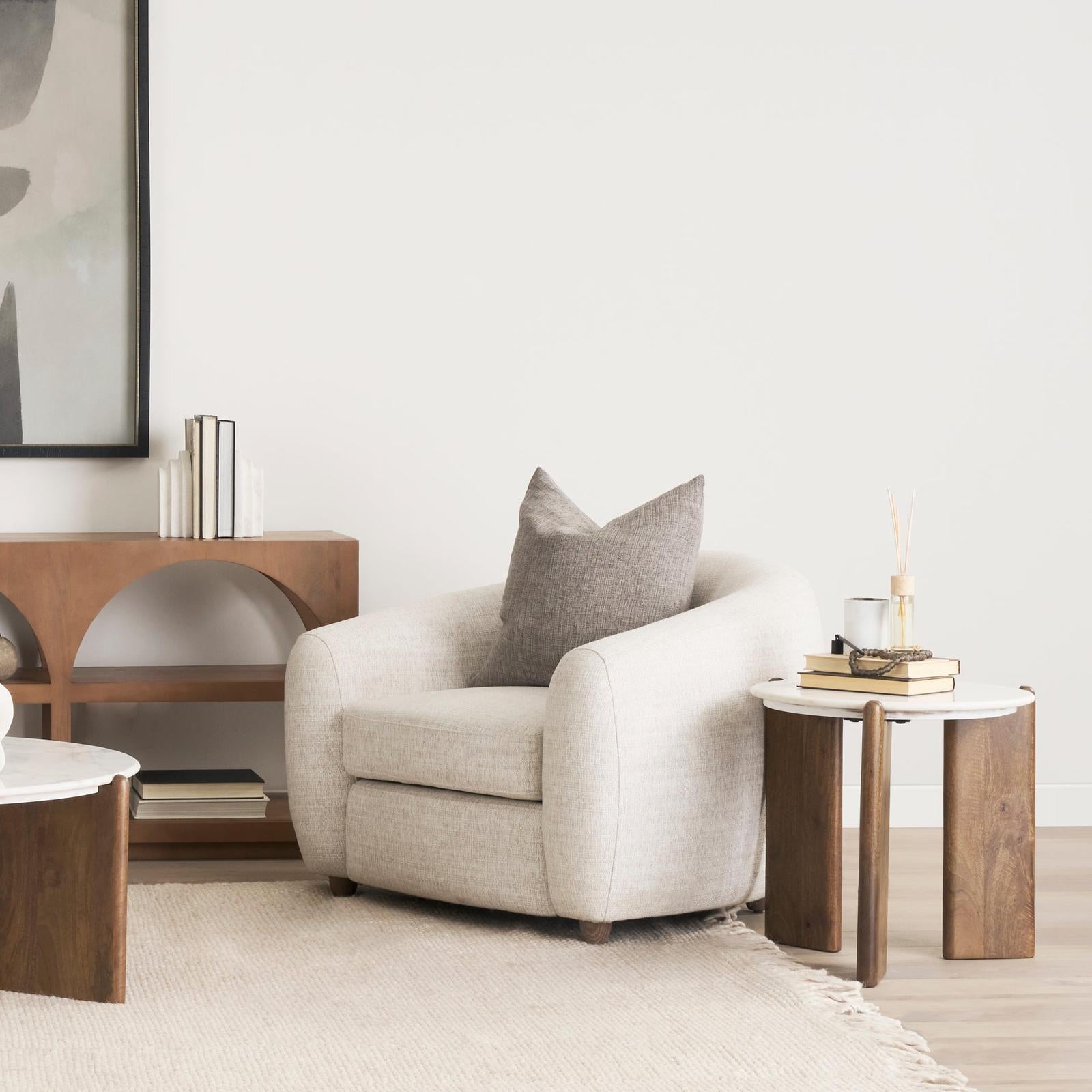 Mercana Rumer Dark Brown Wood w/ White Marble Side Table