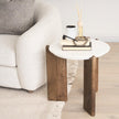 Mercana Rumer Dark Brown Wood w/ White Marble Side Table