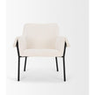 Mercana Brently Accent Chair w/ Cream Boucle Fabric & Matte Black Metal Legs