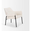 Mercana Brently Accent Chair w/ Cream Boucle Fabric & Matte Black Metal Legs