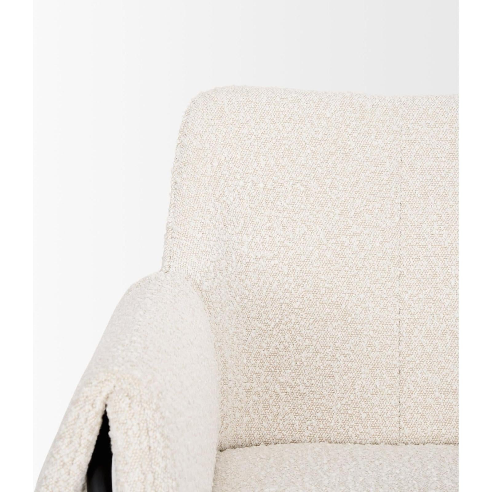 Mercana Brently Accent Chair w/ Cream Boucle Fabric & Matte Black Metal Legs