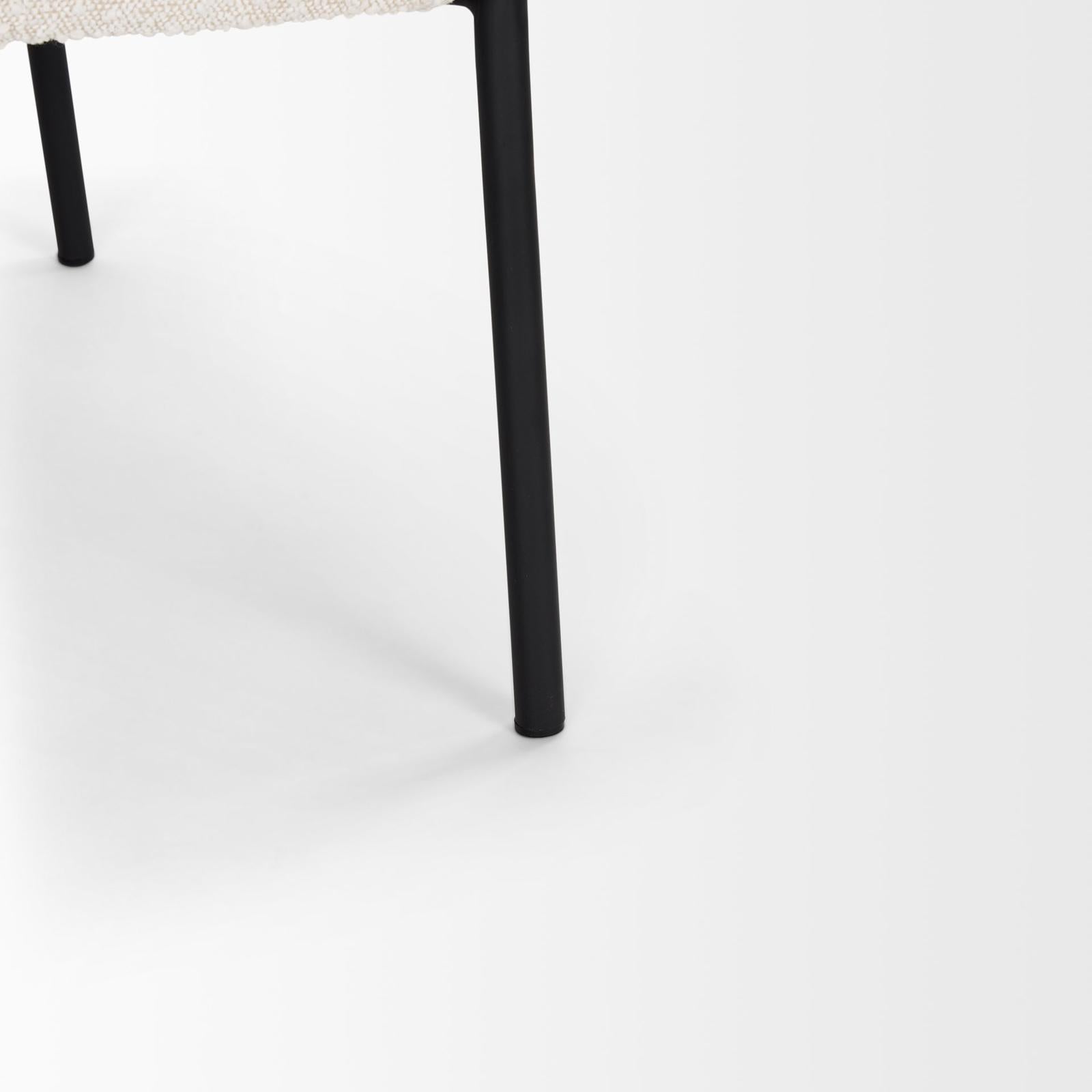 Mercana Brently Accent Chair w/ Cream Boucle Fabric & Matte Black Metal Legs