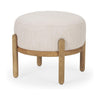 Mercana Gwynn Beige Fabric w/ Light Brown Wood Pouf