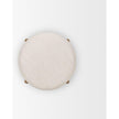 Mercana Gwynn Beige Fabric w/ Light Brown Wood Pouf