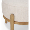 Mercana Gwynn Beige Fabric w/ Light Brown Wood Pouf