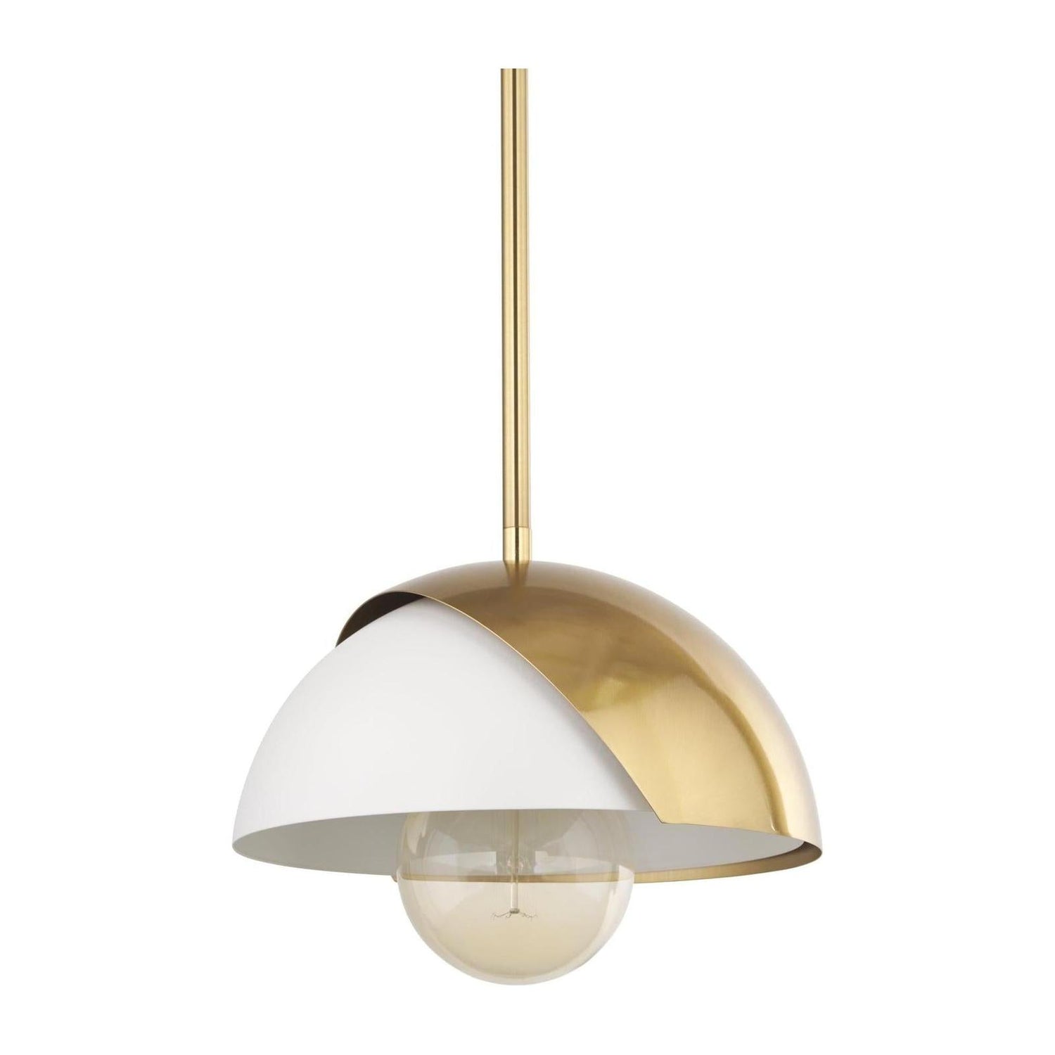 Mercana Cybill Brushed Brass w/ White Metal Shade 1-Light Wall Pendant