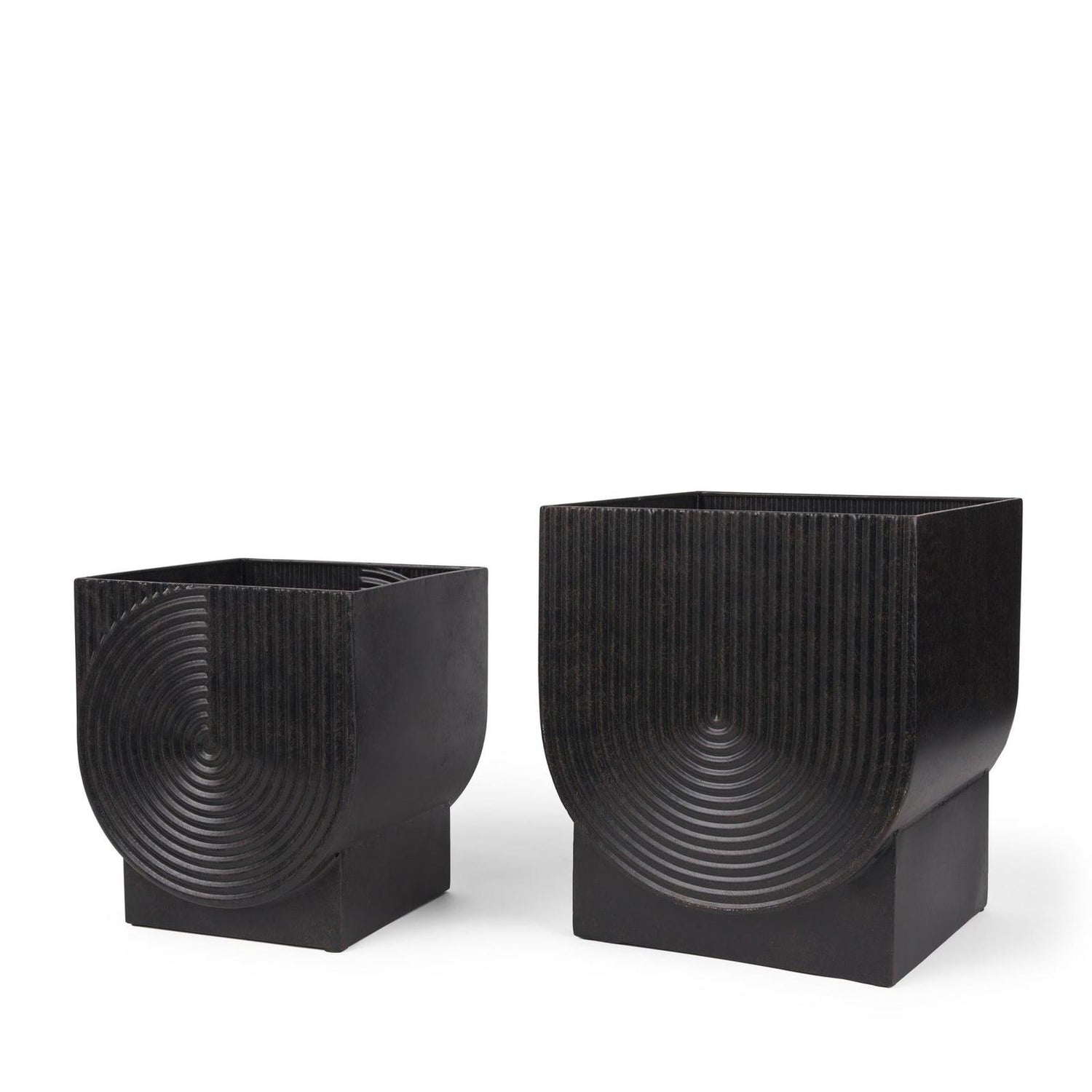 Mercana Medina Antiqued Black Metal Planters - Set of 2 Clearance