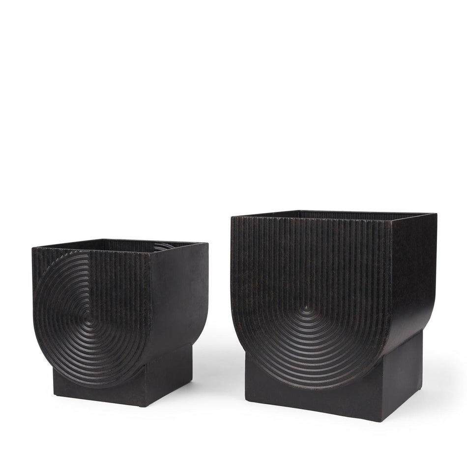 Mercana Medina Antiqued Black Metal Planters - Set of 2 Clearance