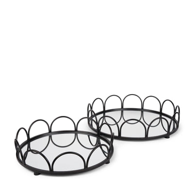 Mercana Lenore Round Metal/Mirror Tray - Set of 2