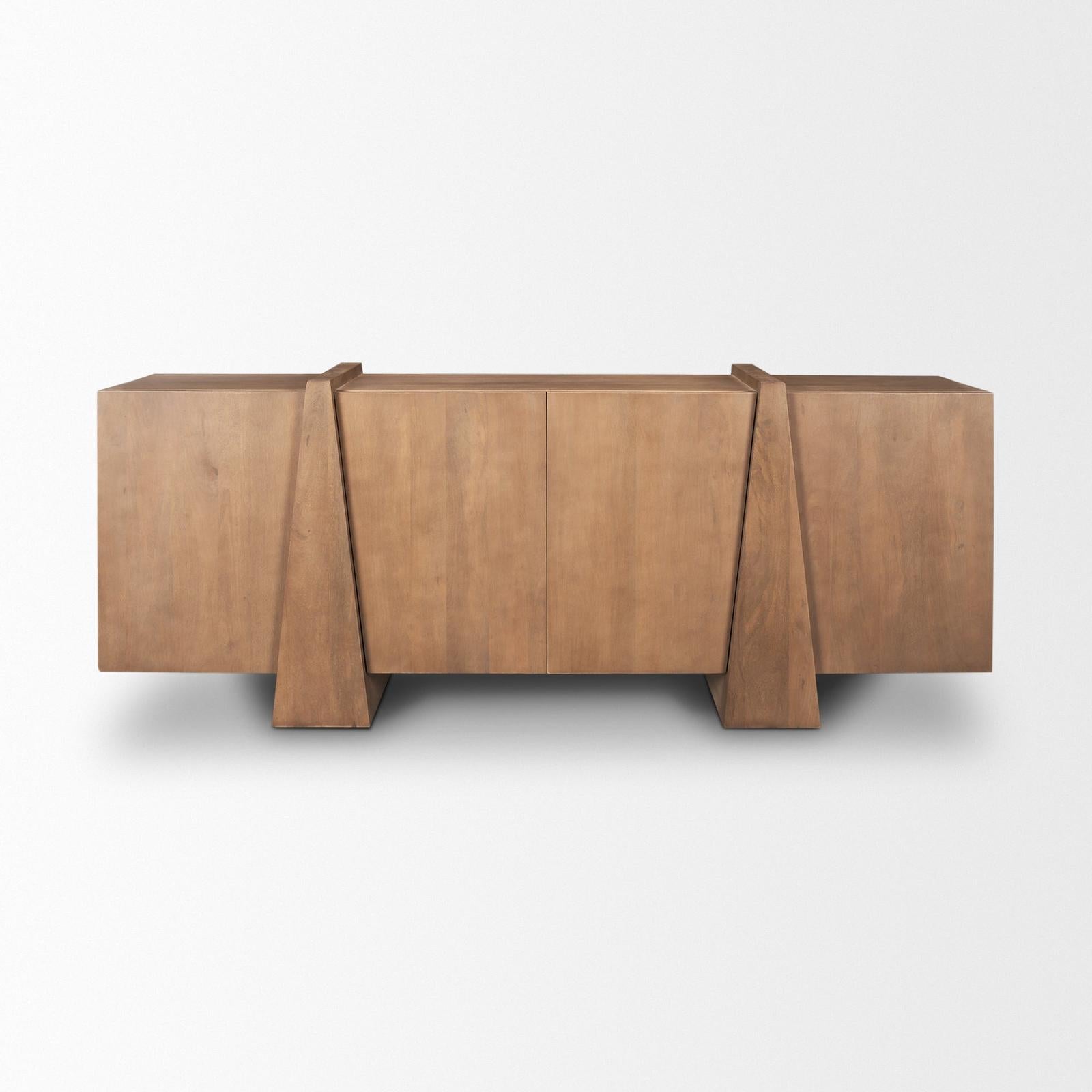 Mercana Eula Medium Brown Wood 4-Door Sideboard TOP