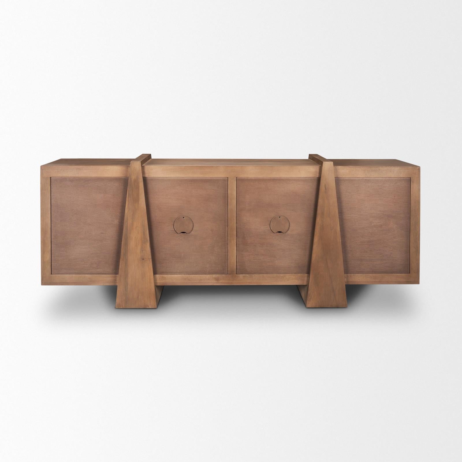 Mercana Eula Medium Brown Wood 4-Door Sideboard TOP
