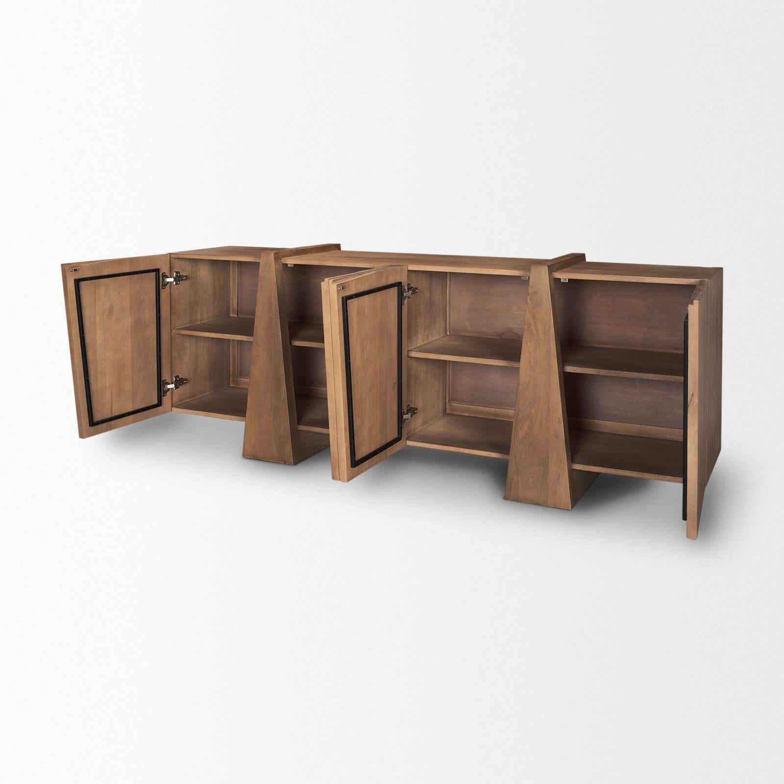 Mercana Eula Medium Brown Wood 4-Door Sideboard TOP