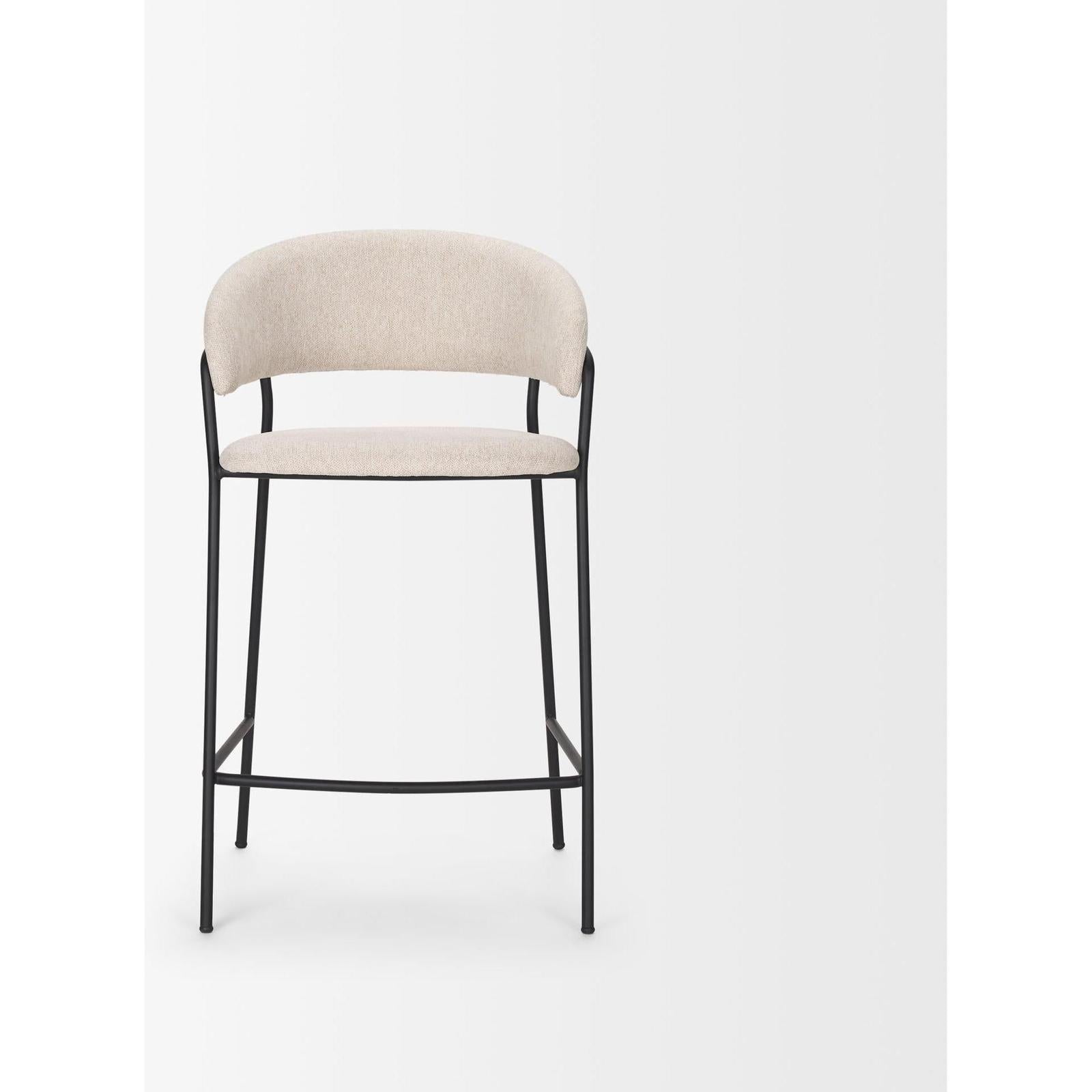 Mercana Carolyn Fabric & Matte Black Metal Counter Stool