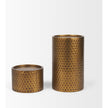 Mercana Gage Antiqued Gold Honeycomb Textured Metal Candle Holder - Set of 2