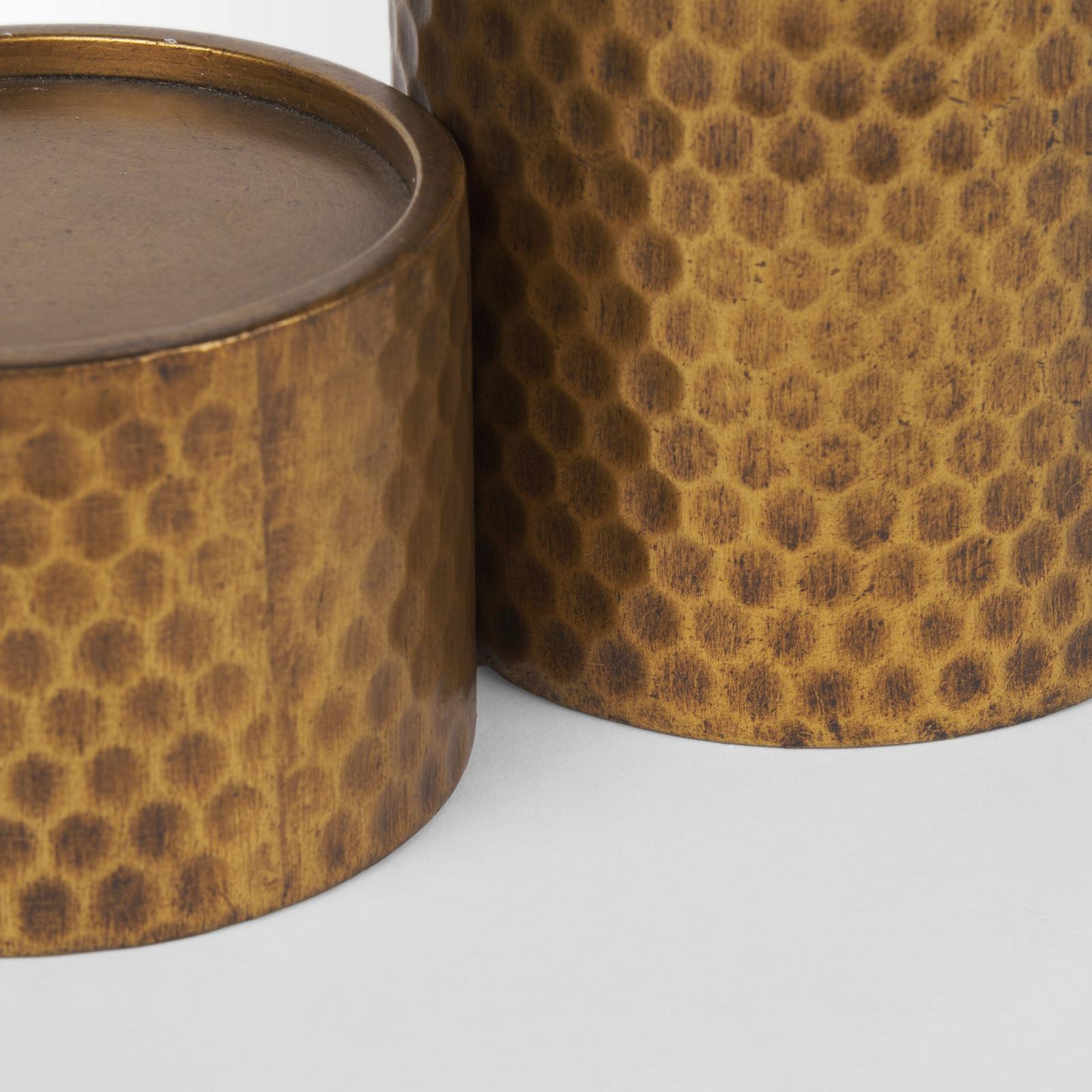 Mercana Gage Antiqued Gold Honeycomb Textured Metal Candle Holder - Set of 2
