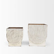 Mercana Medina Off White w/ Gold Antiquing Metal Planters - Set of 2