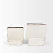 Mercana Medina Off White w/ Gold Antiquing Metal Planters - Set of 2