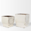 Mercana Medina Off White w/ Gold Antiquing Metal Planters - Set of 2