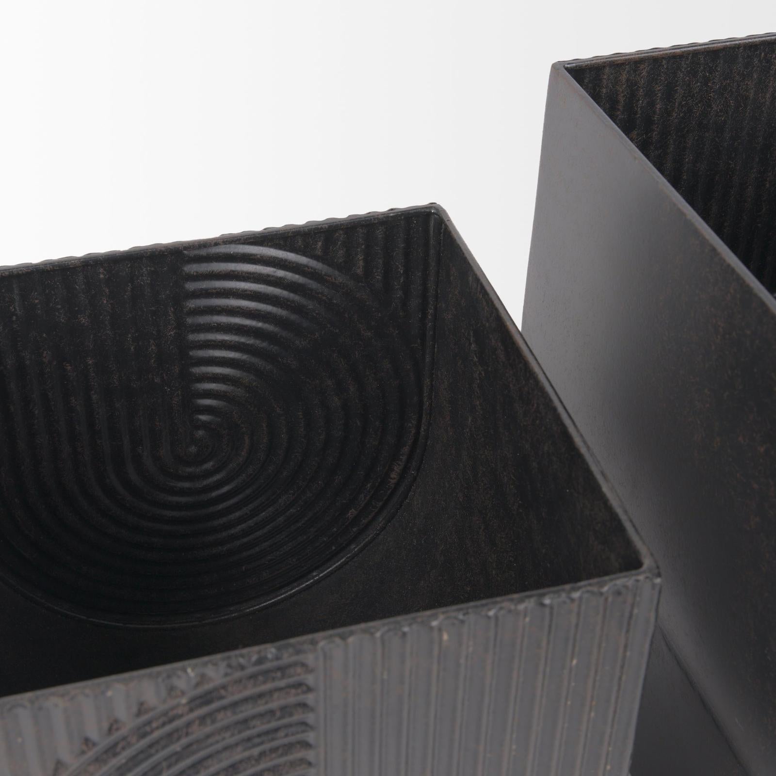 Mercana Medina Antiqued Black Metal Planters - Set of 2 Clearance