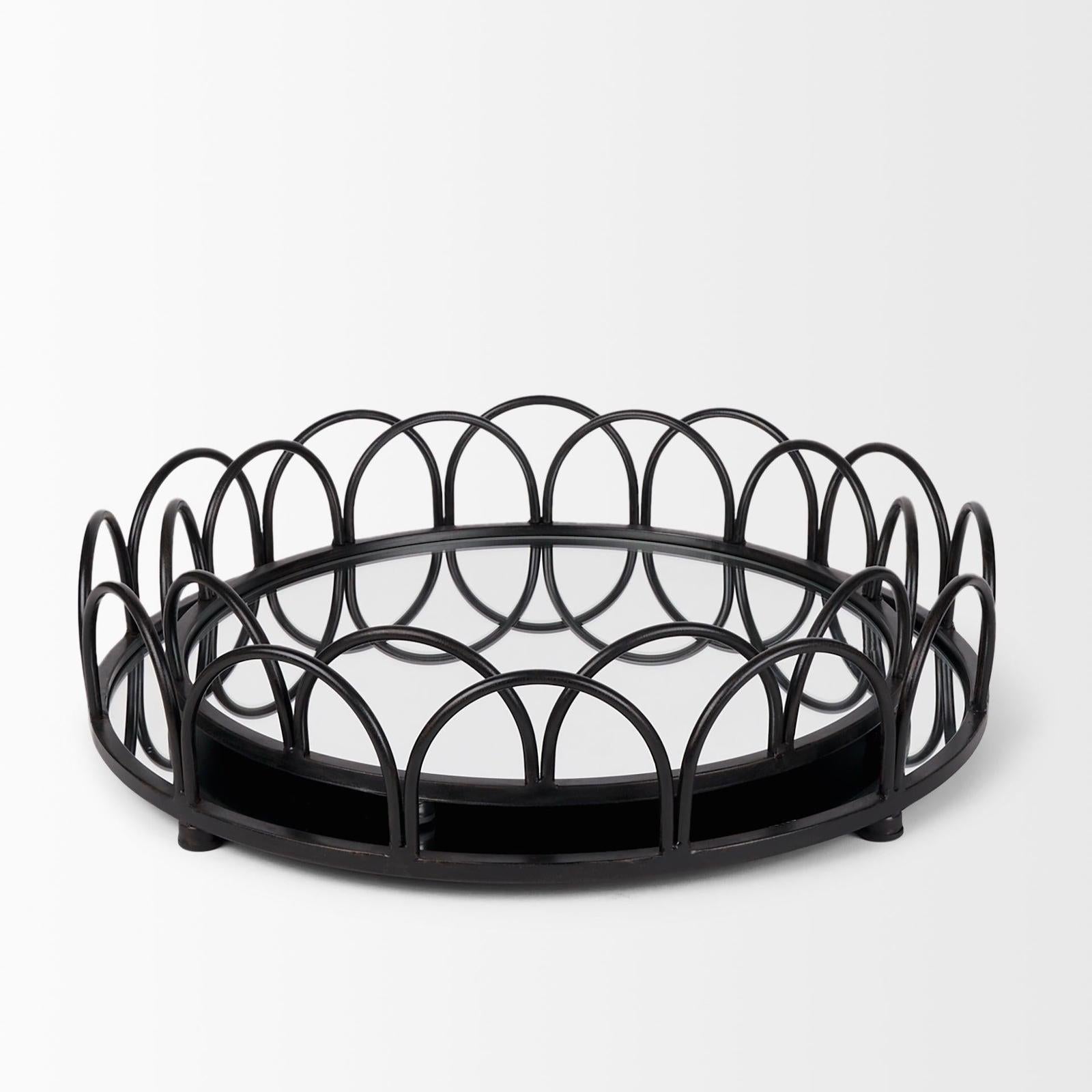 Mercana Lenore Round Metal/Mirror Tray - Set of 2