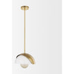 Mercana Cybill Brushed Brass w/ White Metal Shade 1-Light Wall Pendant