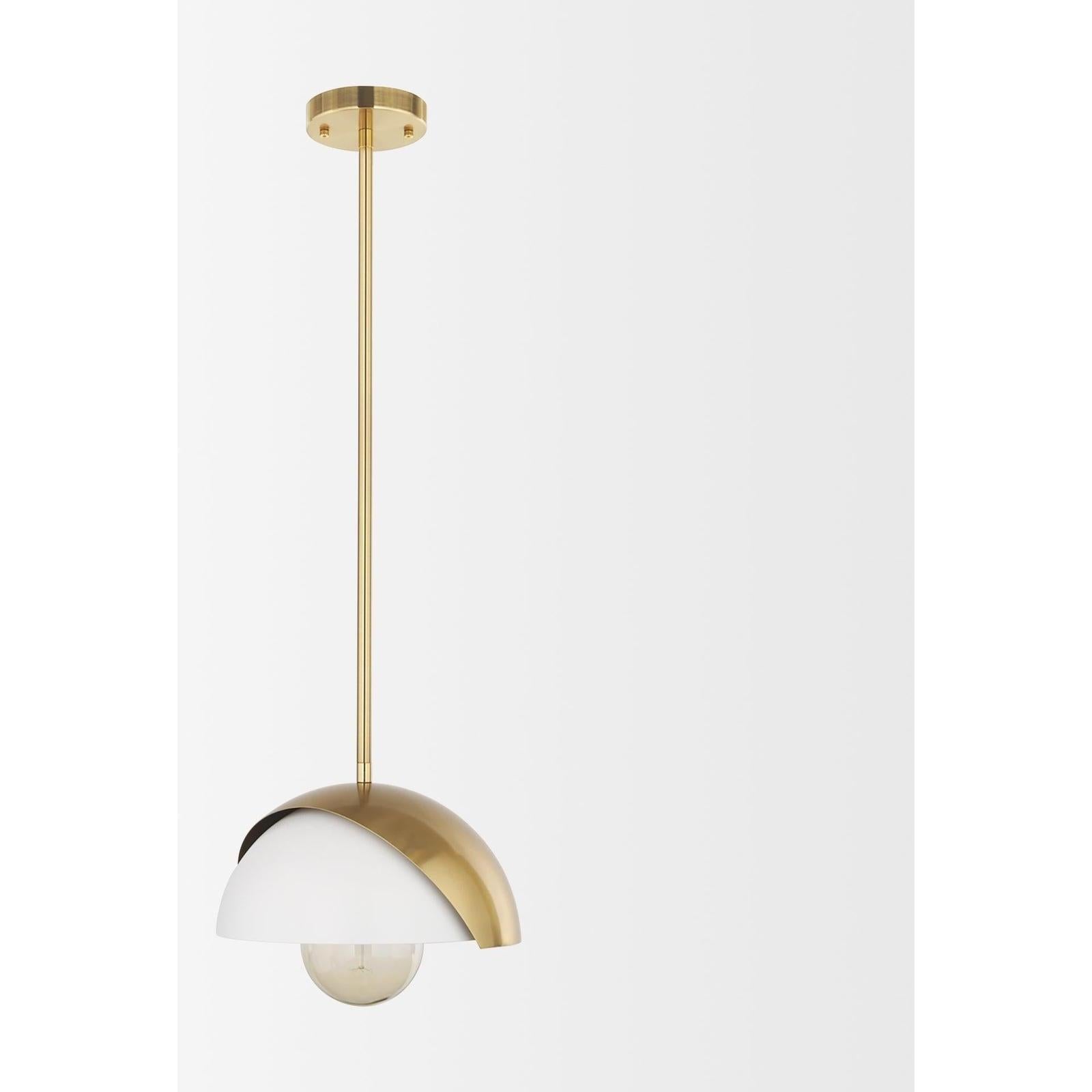 Mercana Cybill Brushed Brass w/ White Metal Shade 1-Light Wall Pendant