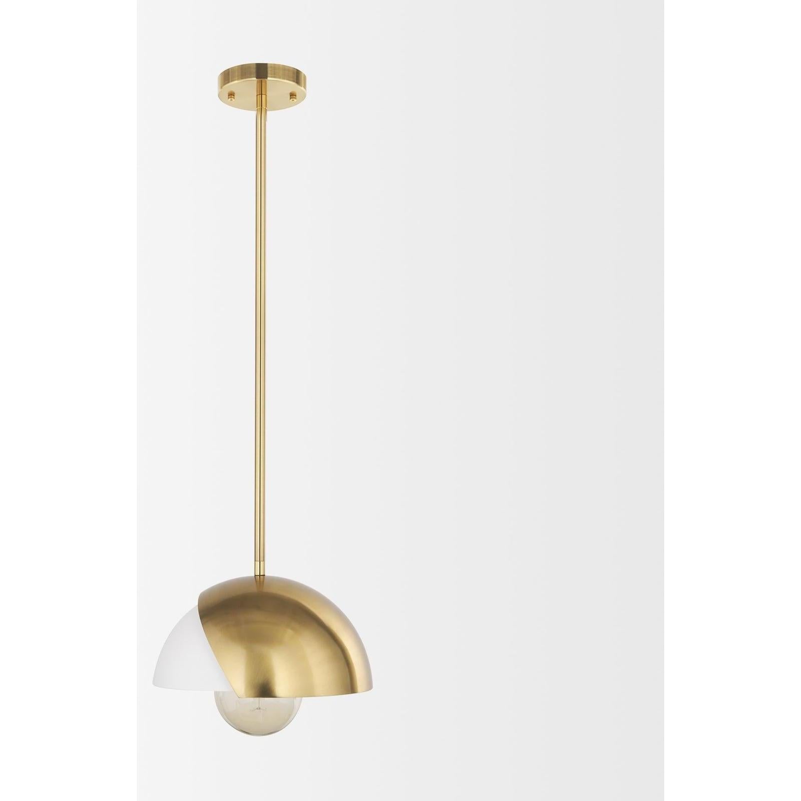 Mercana Cybill Brushed Brass w/ White Metal Shade 1-Light Wall Pendant