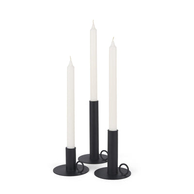 Mercana Noir Matte Black Metal Candle Holders-Set of 3